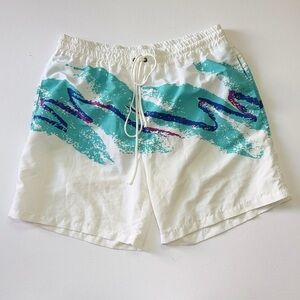Rage On Mens Swim Trunks Size L White Purple Blue Swirl 7 Inseam